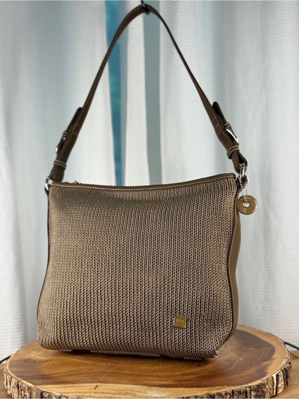 The Sak Brown Woven Hobo Shoulder Bag
